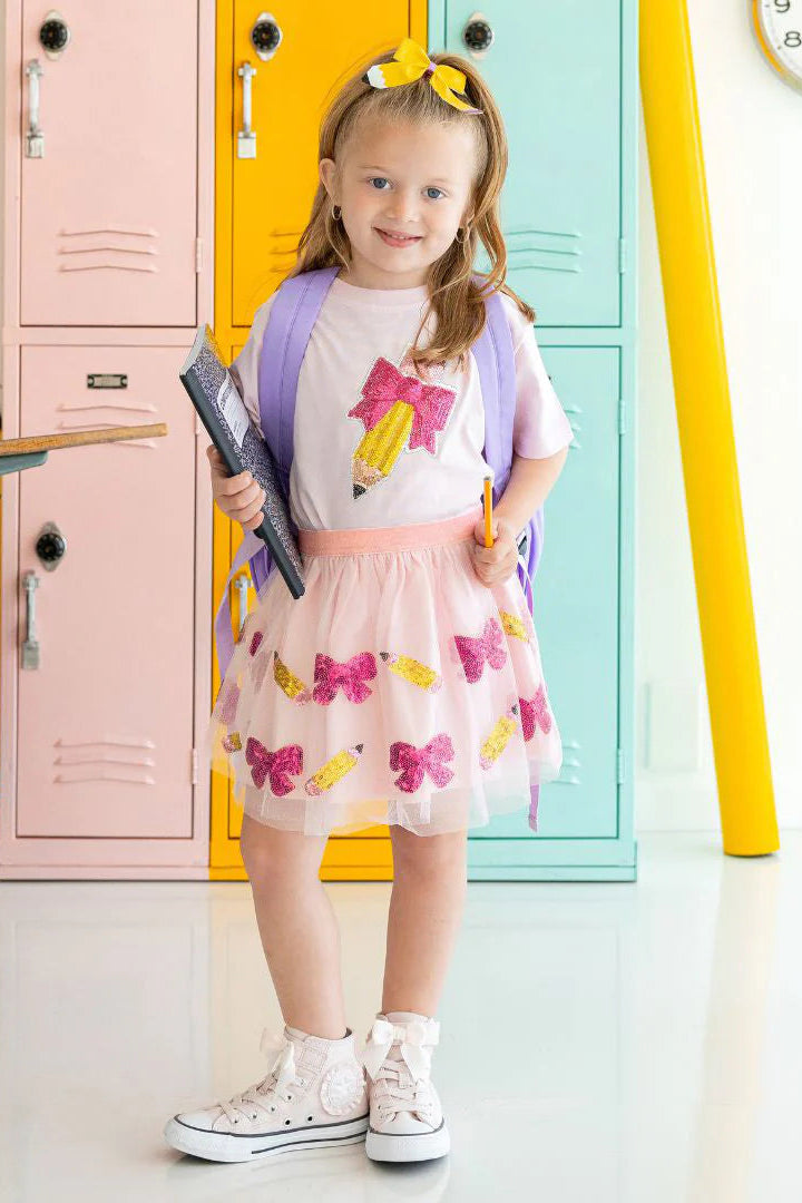 girls pencil bow tshirt