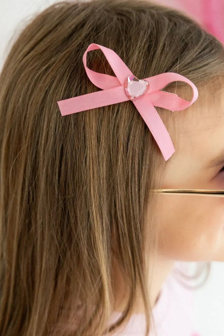 dainty heart bow clip