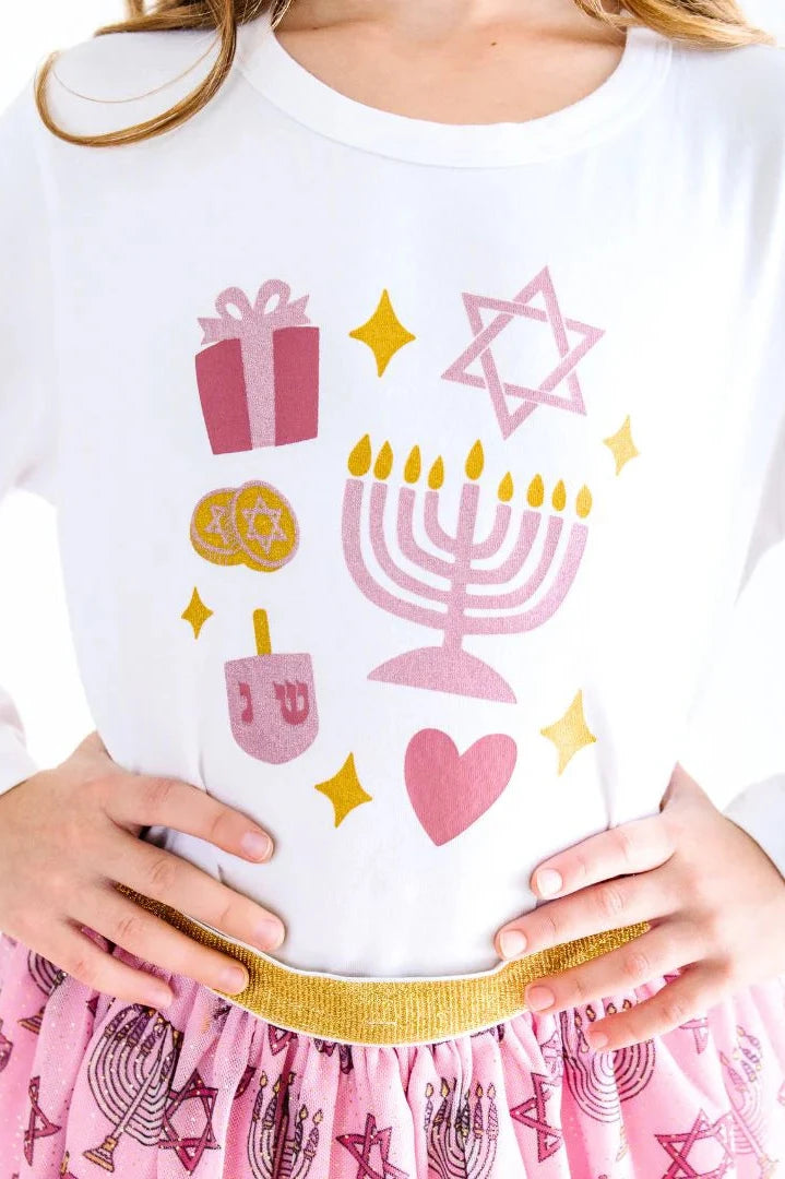 girls hanukkah doodle tee