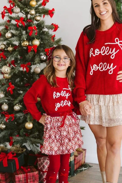 girls holly jolly bow sweater