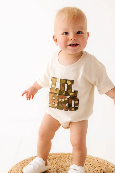 lil bro camo patch onesie