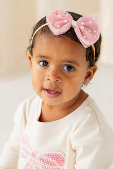 pearl tulle baby headband