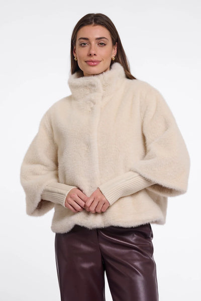Faux Fur Jacket with Knit Cuff