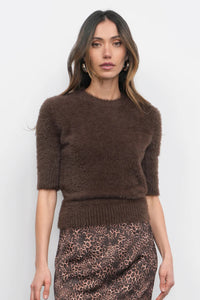 short sleeve fuzzy sweater