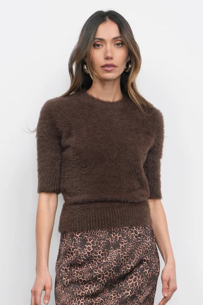 short sleeve fuzzy sweater