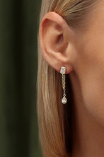 Load image into Gallery viewer, Oval CZ Chain Drop Earring
