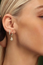 Load image into Gallery viewer, Oval CZ Drop Double Hoop Earring
