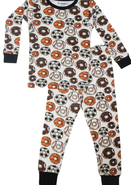 boys sports donuts 2pc pj set