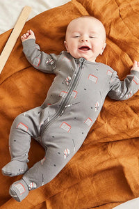 baby hockey print footie