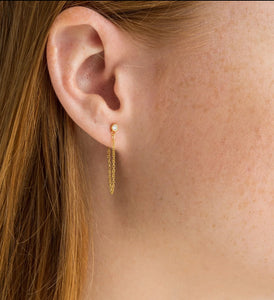 gold filled crystal chain earring