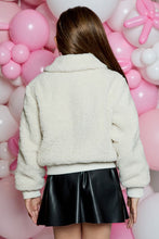Load image into Gallery viewer, tween floral trim sherpa zip jacket
