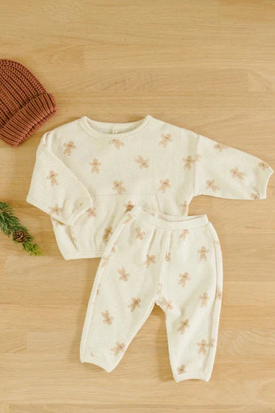 baby gingerbread waffle top+pant set