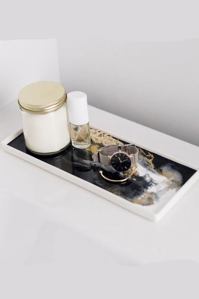 large ceramic resin tray onyx
