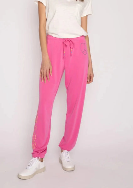 love peach embroidered jogger