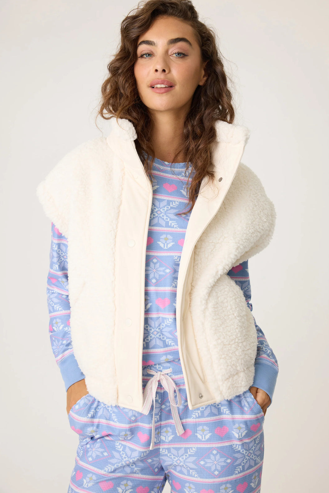 sherpa cozy puff vest