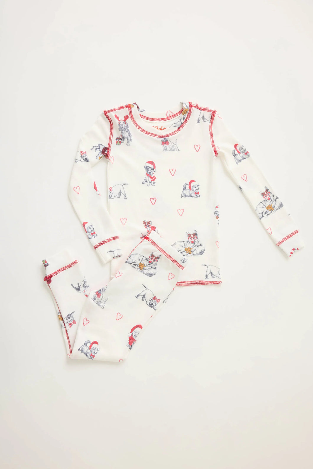 kids pj set candycane dogs