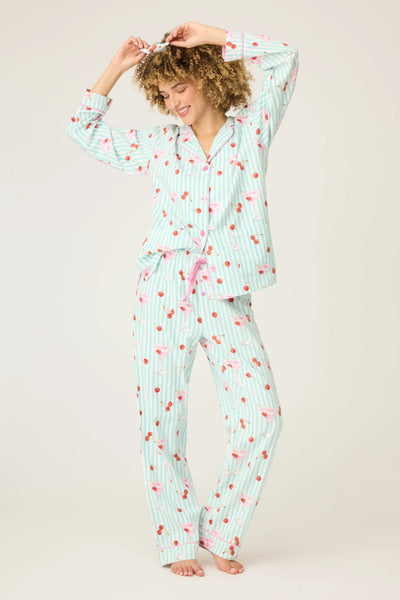 flannel cherry cocktail pj set