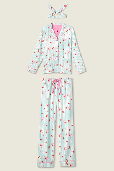 flannel cherry cocktail pj set