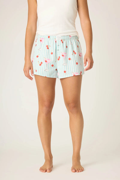 cherry cocktail flannel short