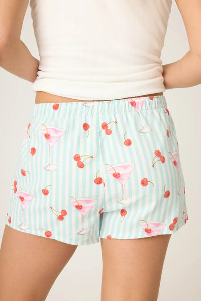 cherry cocktail flannel short