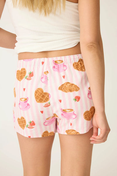 waffles + latte flannel short
