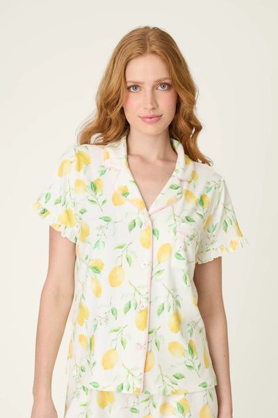 button short sleeve pj top lemons&nbsp;