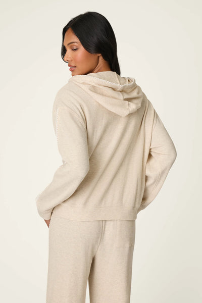 waffle pique trim hoodie