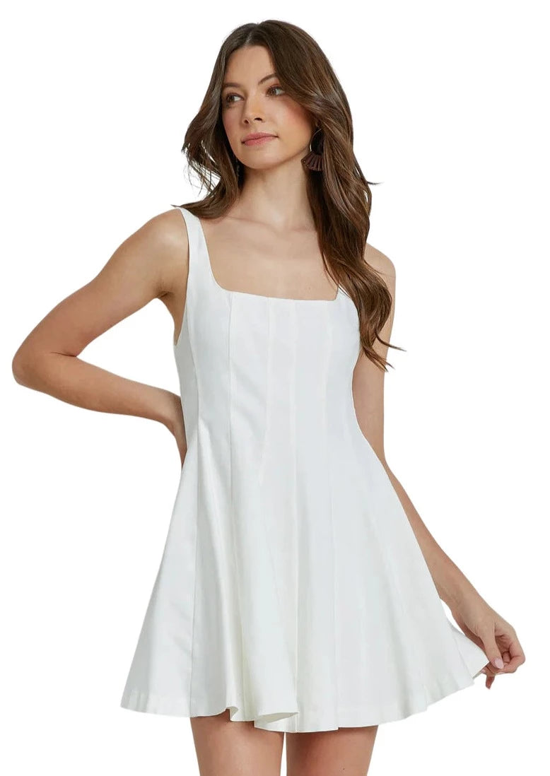 sleeveless fit flare panel dress