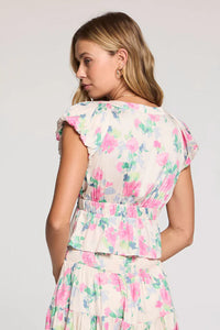 floral cinched blouse