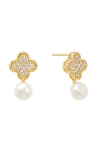 clover pearl post earring