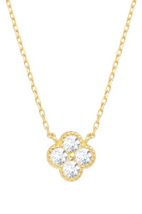 gold cz flower necklace