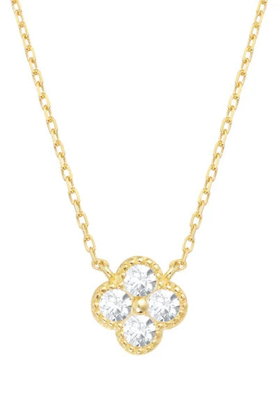 gold cz flower necklace