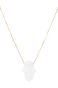 white opal hamsa necklace