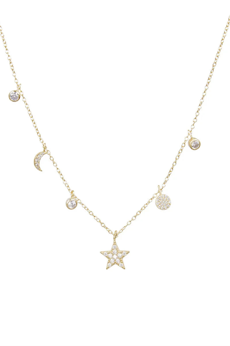 bezel cz charm necklace