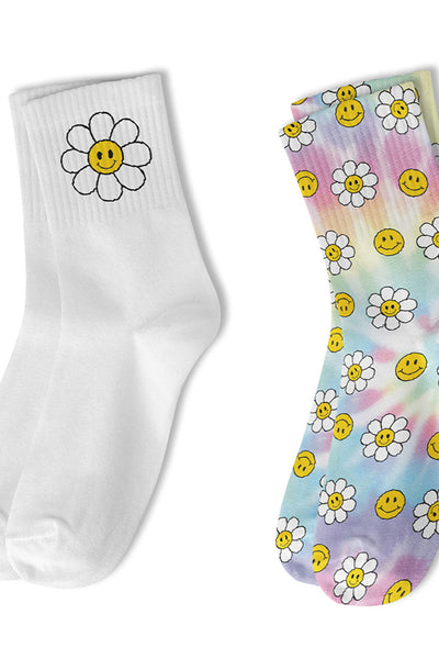 girls 2 pack crew socks daisy