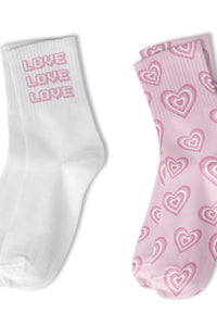 girls 2 pack crew socks love