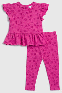 girls tonal floral tee + legging set