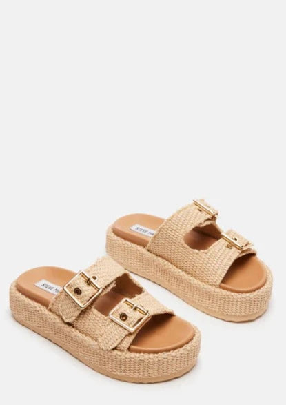 2 buckle woven flatform sandal