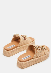 2 buckle woven flatform sandal