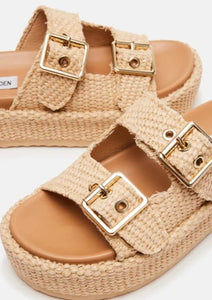 2 buckle woven flatform sandal