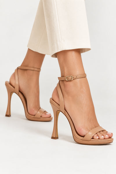 Leather Ankle Strap Heel Sandal