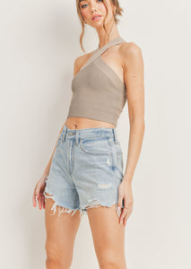 distressed hem shorts 