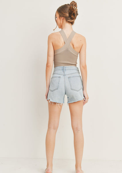 distressed hem shorts s053