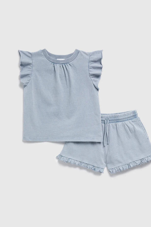 girls indigo short set