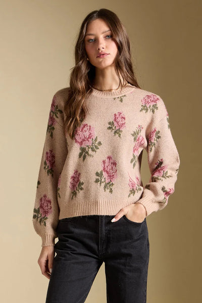 Long Sleeve Floral Sweater
