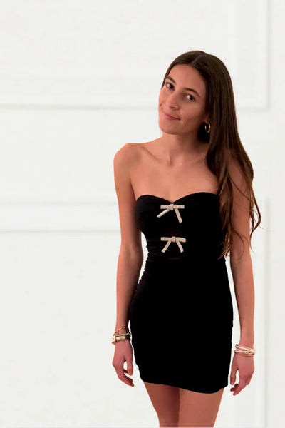 girls silver bows dress