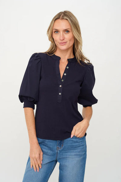 mixed media henley top