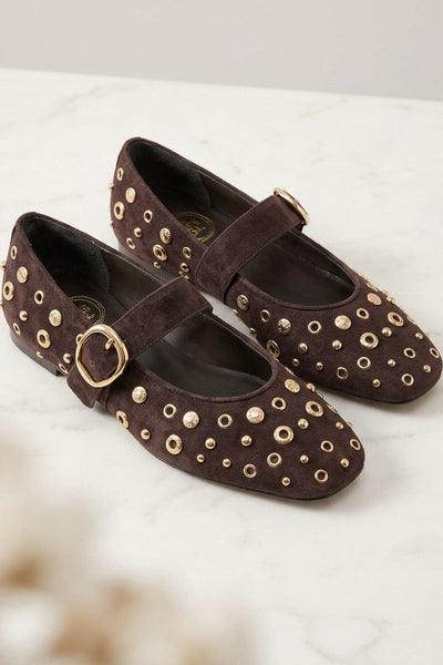 Suede studded Mary Jane