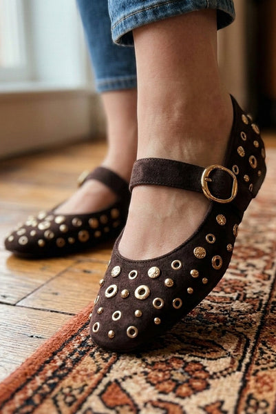 Suede studded Mary jane
