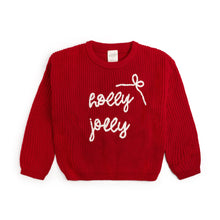 Load image into Gallery viewer, girls holly jolly bow sweater
